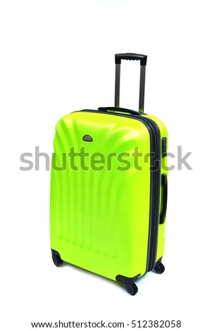 Green suitcase isolated on white background