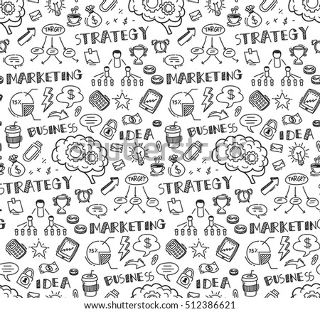 business themed doodle seamless background