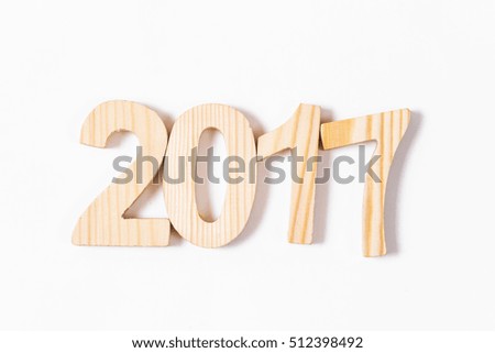 Top view of wood number 2017 for new year 2017 wooden image from carpenter wood sign texture design for display your text or number anything.