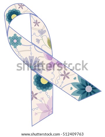 Vector blue ribbon painted symbol of prostate cancer awareness vintage