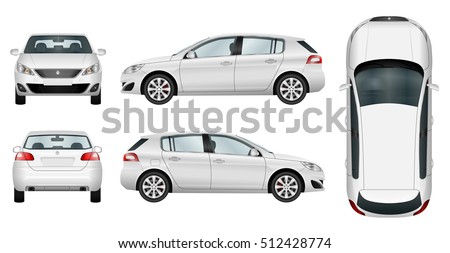 Car vector template on white background. Hatchback isolated. All elements in groups on separate layers. The ability to easily change the color.