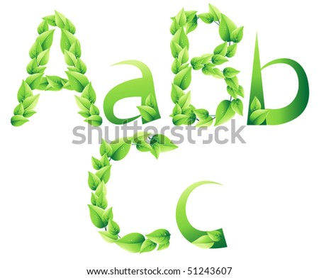 vector green alphabet. 10 EPS