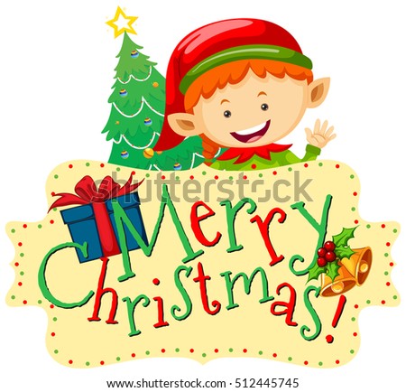 Christmas theme with elf and christmas sign illustration