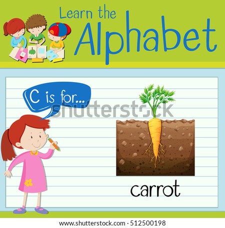Flashcard letter C is for carrot illustration