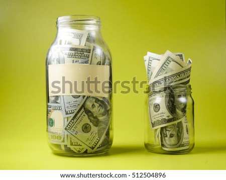 Bank of dollars on green background. Money storage concept.  copy space