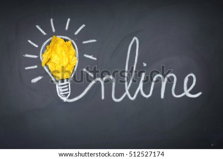crumpled paper light bulbs online concept                                