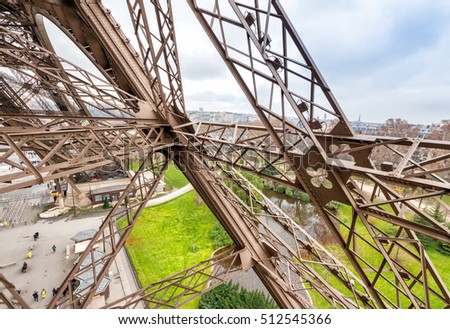 Steel structure of Eiffel Tower.