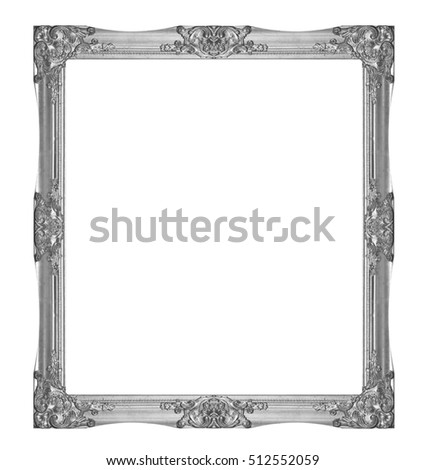 Old wooden frame silver isolated on white background