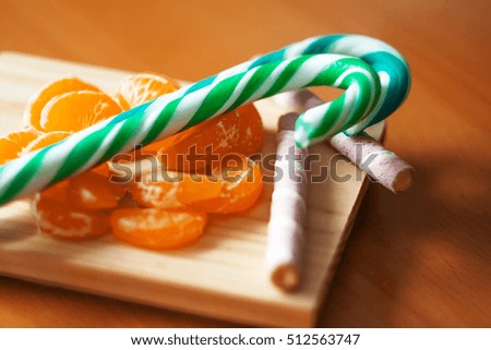 wafer rolls and tangerines