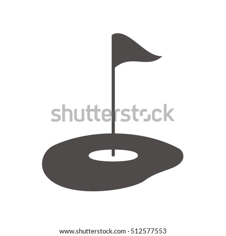 Golf course icon. Silhouette symbol. Flagstick in hole. Vector isolated illustration