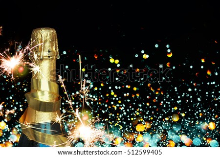 Bottle of champagne.Celebration New Year 