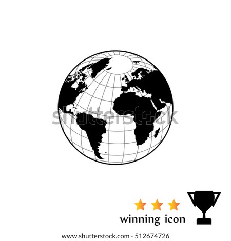 Globe icon with vector map 