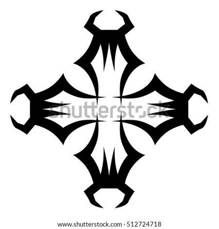 tribal pattern tattoo vector art design element template, isolated illustration abstract pattern on white background, cross art pattern cut out. 