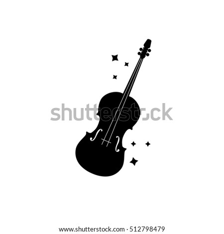 Vector icon cello with star on white background.