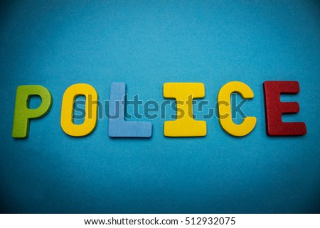word police on blue background