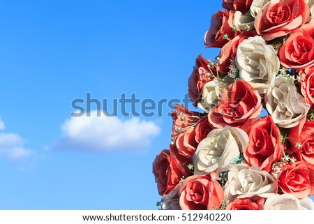 The Artificial Roses with Blue Sky