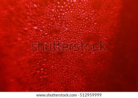 Drop of water on red background