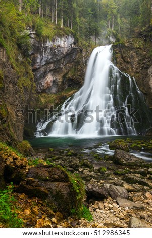 The majestic Gollinger Waterfall near Golling an der Salzach in Austria, Europe