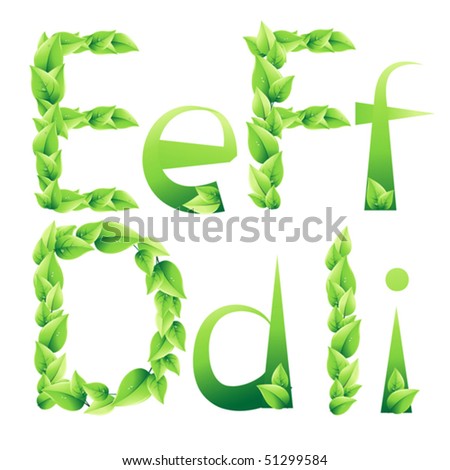 vector green alphabet. 10 EPS