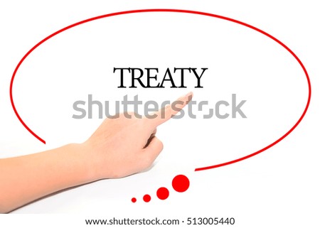 Hand writing TREATY  with the abstract background. The word TREATY represent the meaning of word as concept in stock photo.