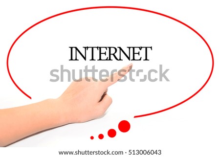 Hand writing INTERNET  with the abstract background. The word INTERNET represent the meaning of word as concept in stock photo.
