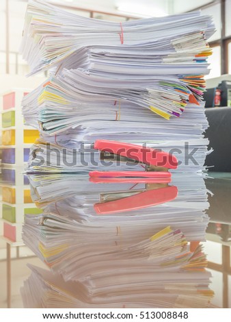 Business Concept, Pile of unfinished documents on office desk
