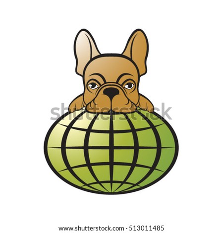 dog head on globe in color-vector drawing