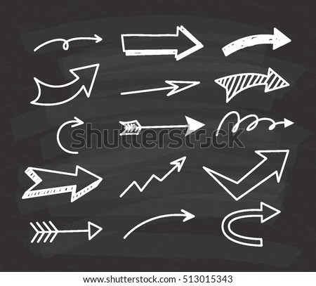 Set of arrow doodle on chalkboard background