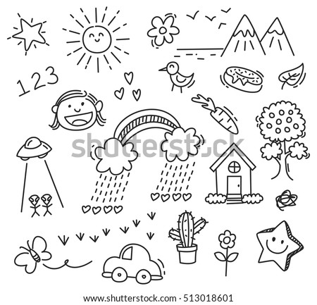children's drawing on white background