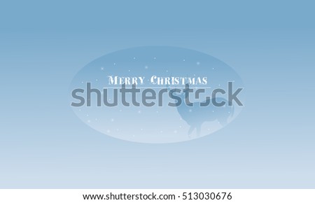 Merry Christmas deer scenery at winter silhouettes vector