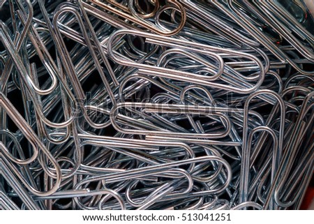 Paper Clips background. Close up picture of paper clip.