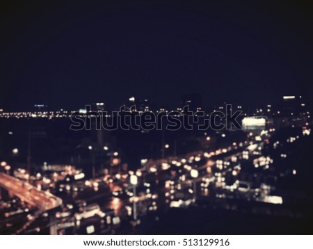 Abstract blur beautiful urban city at night light for defocused background - Vintage Filter