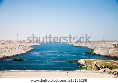 Lake Nasser from Aswan at Egypt Royalty-Free Stock Photo #513136288