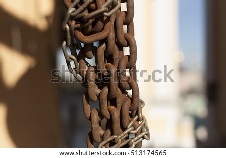 close up old rusty metal chain