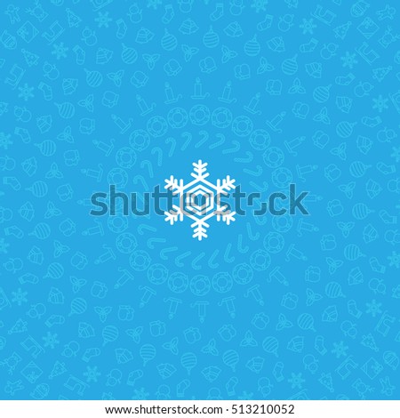 Snowflake icon and Christmas icon set pattern circle shape isolated transparency on blue color background