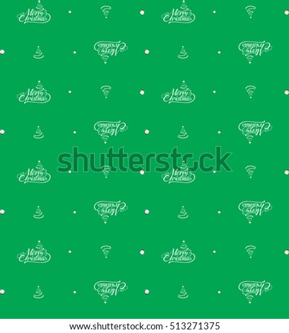 Santa Claus, Christmas trees and merry christmas on a green background.