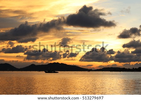 sunset in lake,thailand