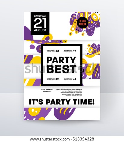 Party Flyer Template. Vector Design. Abstract Paint Background.