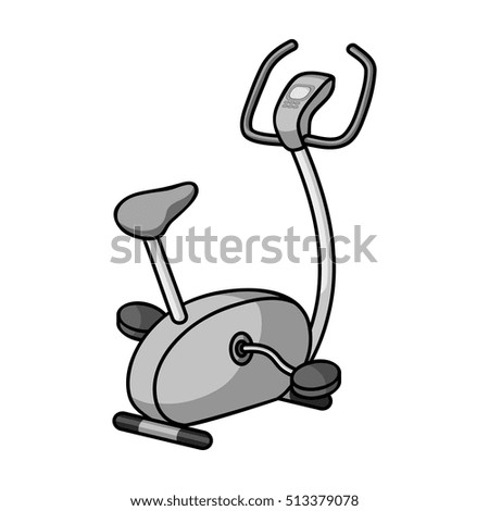 Exercise bicycle icon in monochrome style isolated on white background. Sport and fitness symbol stock vector illustration.