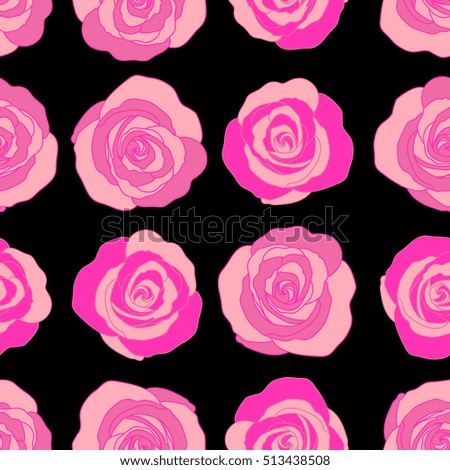 Vintage Watercolor Roses (hand drawn). Vector seamless pattern of abstract pink roses.