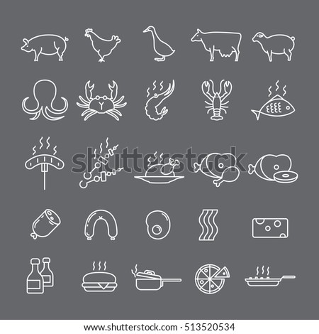 Icons with meat and animals