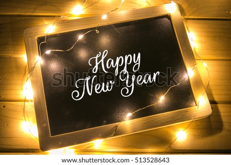 New year card with colorful lights. Happy new year composition with text