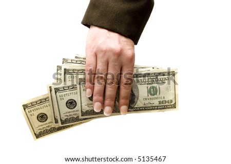 Businesswoman holding hundred dollar bills