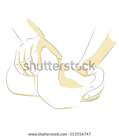 Illustration of hands kneading dough