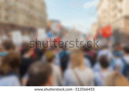 Large crowd parade theme creative abstract blur background with bokeh effect