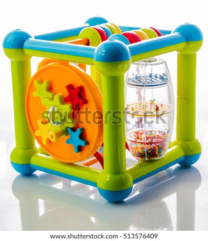 Colorful toy cube isolated on a white background