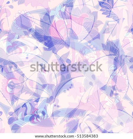 Light colorful seamless pattern. Colorful flowers elegant wallpaper