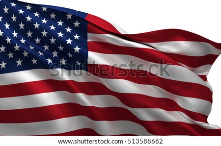 USA 3D Flag, American Banner (3D Render)