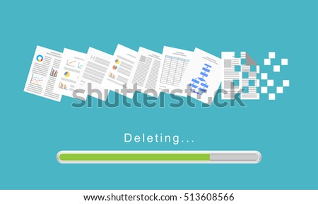 Delete files or delete documents process.  Royalty-Free Stock Photo #513608566
