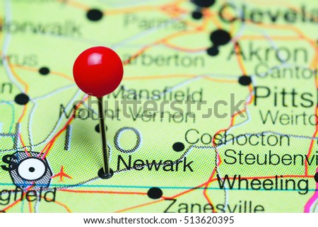 Newark pinned on a map of Ohio, USA
 Royalty-Free Stock Photo #513620395
